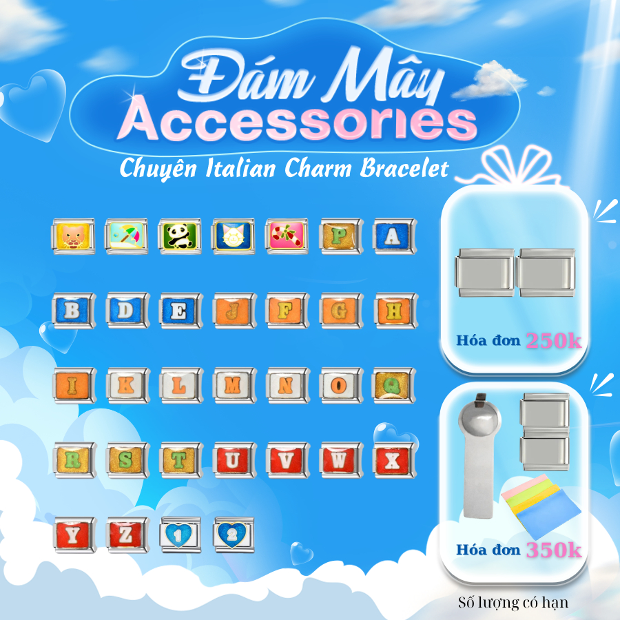 Charm Chữ Màu Vòng Tay Italian Charm