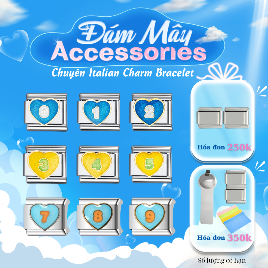 Charm Số Màu Vòng Tay Italian Charm