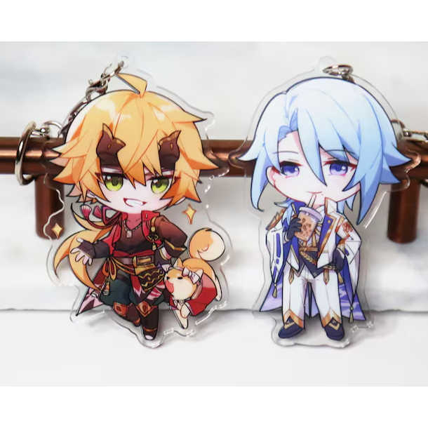 Thoma and Ayato Keychain - Genshin Impact Acrylic Charm