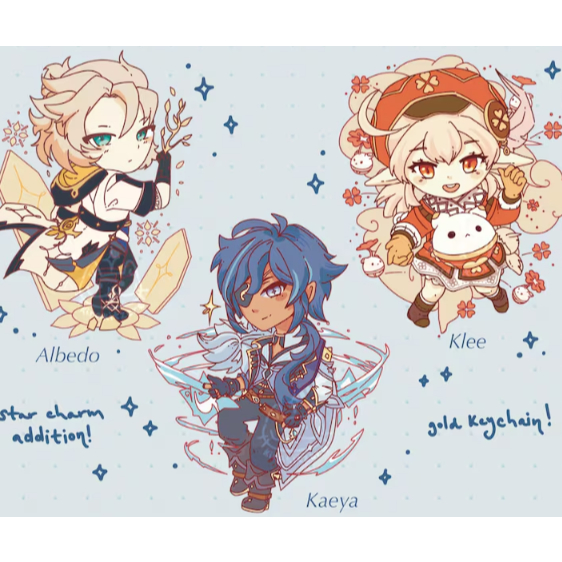 Albedo Klee and Kaeya - Genshin Impact Keychain