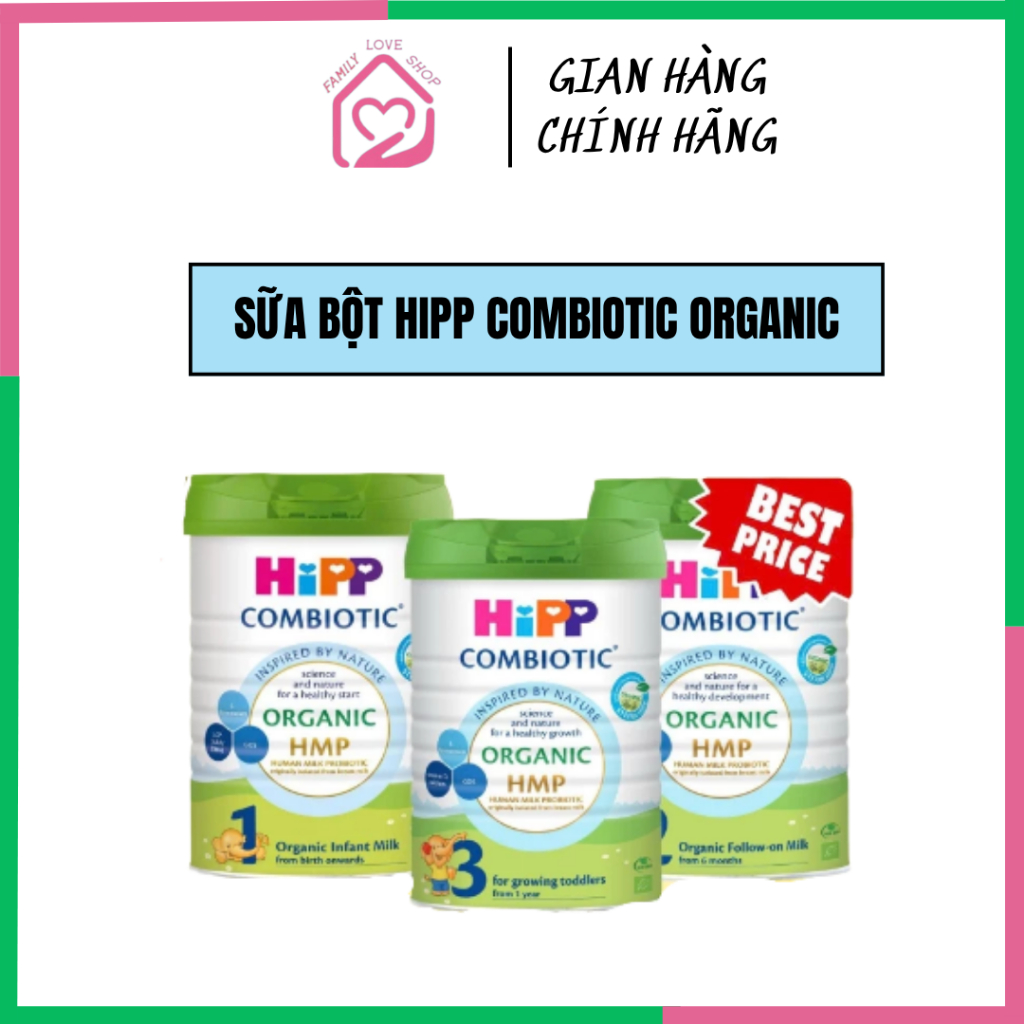 Sữa Hipp Organic combiotic lon 350g/ 800g - Hipp bò/ Hipp dê đủ số hỗ trợ tiêu hóa, phát triển toàn 