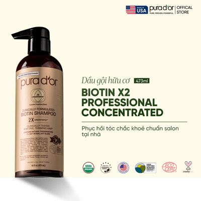 [GWP] Dầu Gội Pura D'or Biotin X2 Concentrated Giúp Tóc Dày, Khỏe Mạnh và Sáng Bóng Hơn 473ml