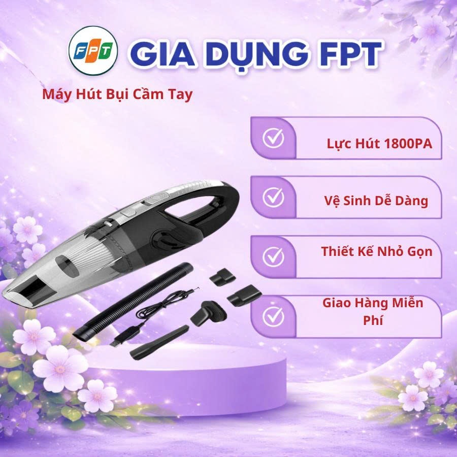 Máy Hút Bụi Cầm Tay Không Dây 5IN1, Lực Hút 18000PA Siêu Khỏe Công Suất 120W…