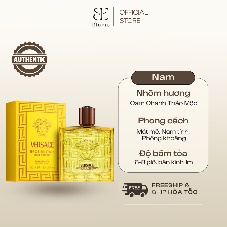 Nước Hoa Nam Full Versace Eros Energy EDP 100ML Chính Hãng – Hương Citrus Tươi Mát, Nam Tính