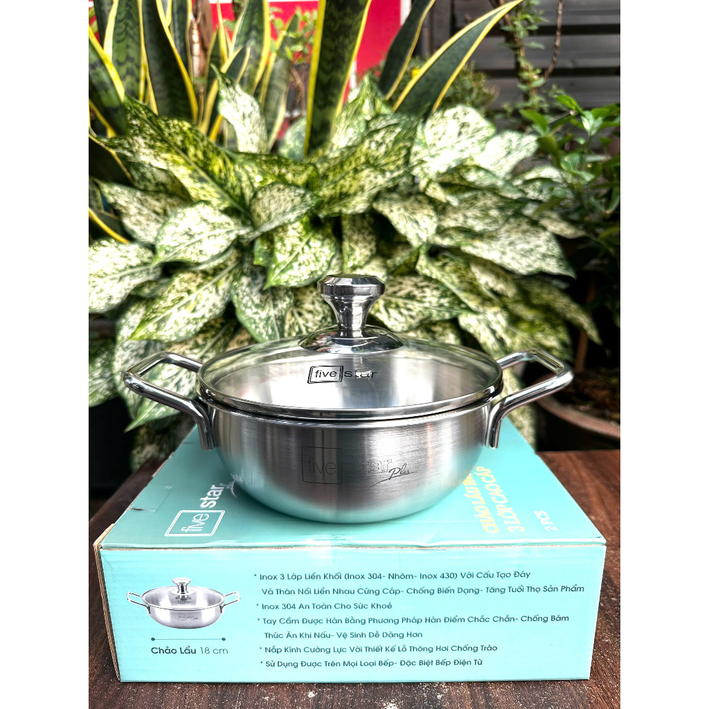 Nồi Lẩu Inox 3 Lớp Fivestar Cao Cấp – Đáy Đúc Liền, Inox 304, Nấu Lẩu Gia Đình