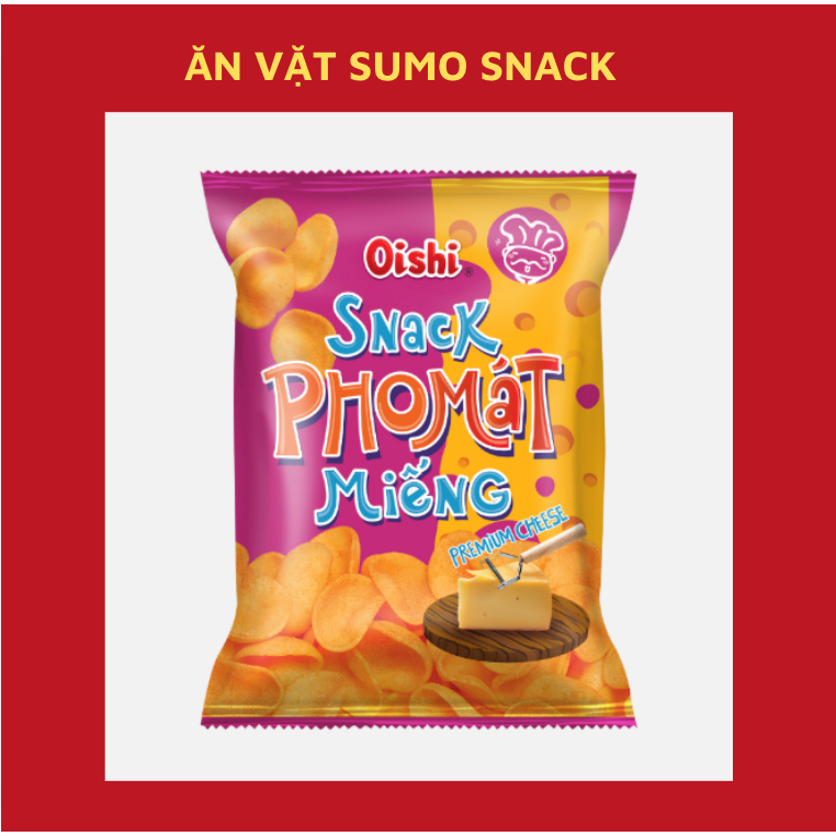 Bịch 10 Gói Bim Bim Snack Phomat Miếng Oishi 12g-Ăn Vặt Sumo Snack