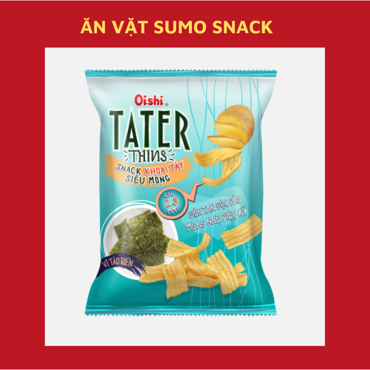Bim Bim Snack Oishi Khoai Tây Siêu Mỏng Vị Tảo Biển Oishi gói 62g-Ăn Vặt Sumo Snack