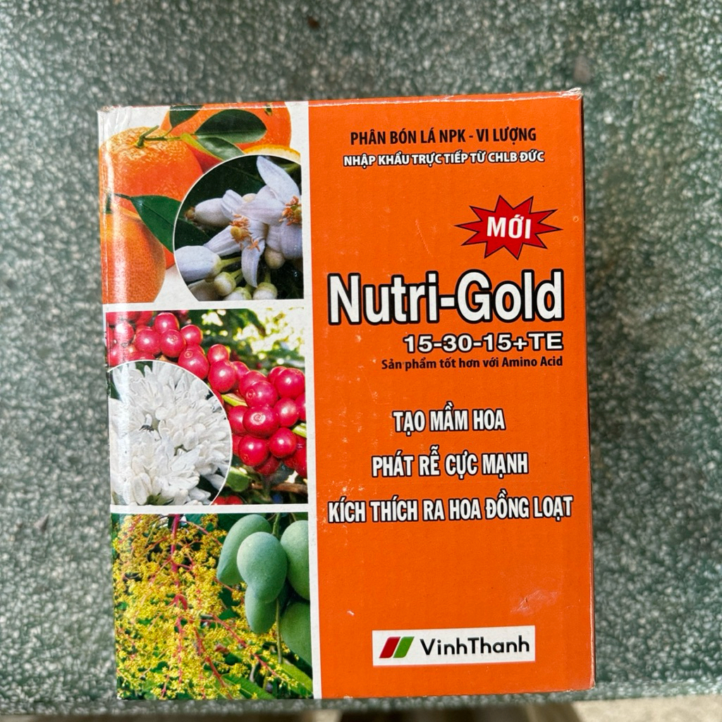 Phân 15.30.15 Nutri-gold nhập khẩu Đức-Vĩnh Thạnh-gói 100gr-Tạo mầm lớn trái-Phát rễ-Ra hoa đồng loạ