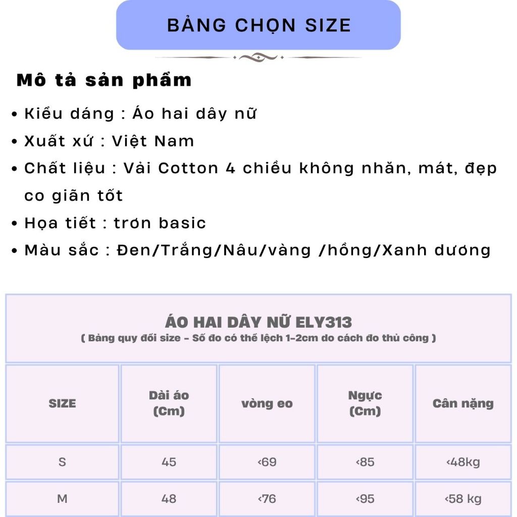 Combo Áo Hai Dây Nữ Basic Áo 2 Dây Ôm Body Co Giãn Mặc Đi Chơi Đi Biển Cực Xinh COB313 | BigBuy360 - bigbuy360.vn