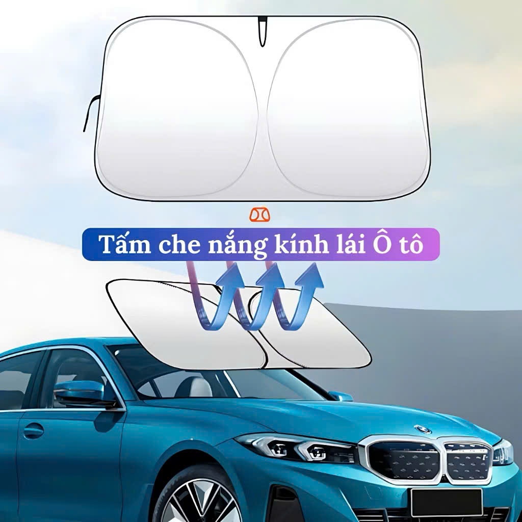 Tấm che nắng ô tô gấp gọn – Tấm chắn nắng kính lái phủ bạc chống nóng, cách nhiệt, dễ gấp gọn