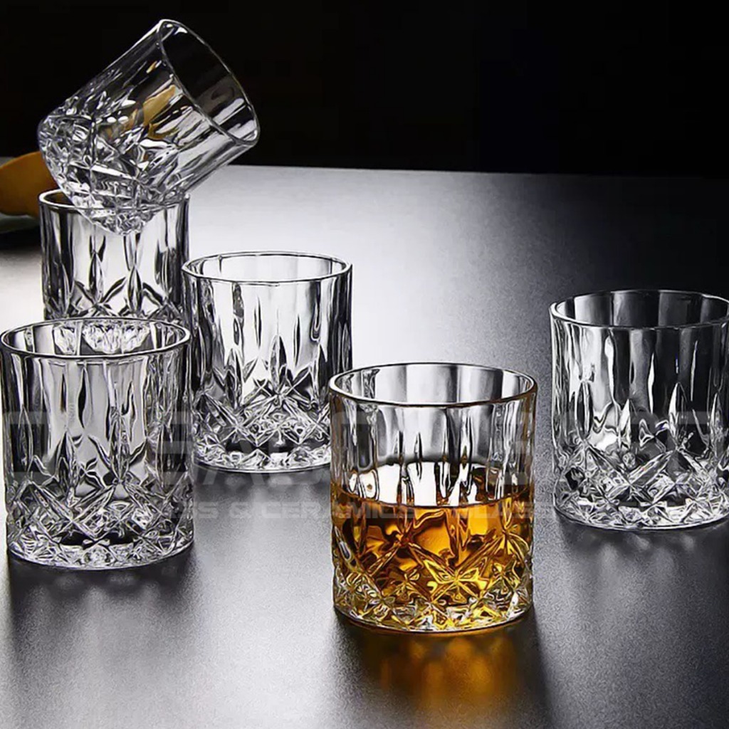 [ Hộp 06 ] Ly Thủy Tinh Whisky Rock 280ml, 310ml , Tùy Chọn Dung Tích và Họa Tiết