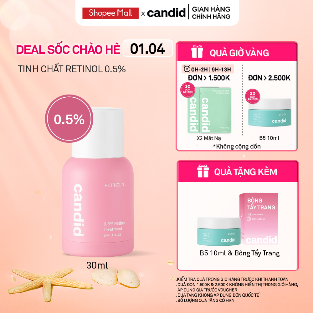 Tinh chất Retinol 0.5% Hỗ Trợ Cải Thiện Nền Da CANDID 0.5% Retinol Treatment 30ml