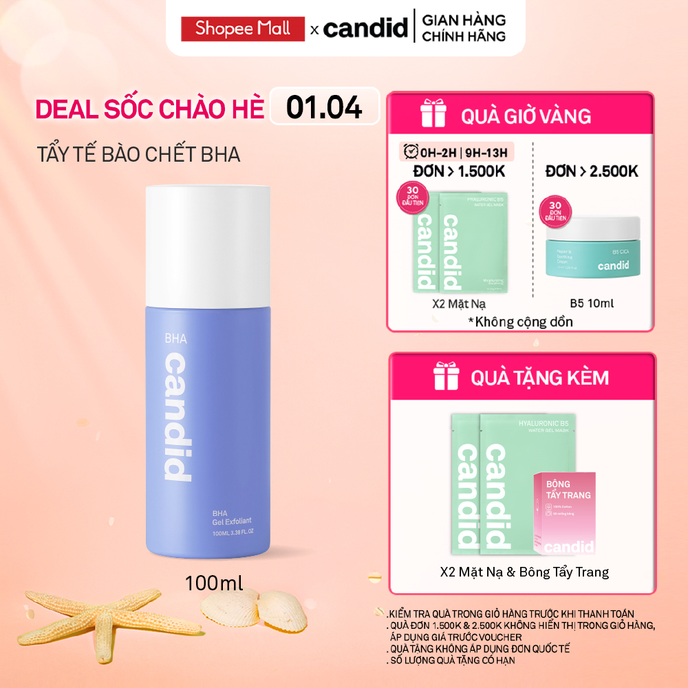 Hoạt Chất BHA Tẩy Tế Bào Chết & Thông Thoáng Lỗ Chân Lông - CANDID BHA Gel Exfoliant 100ml