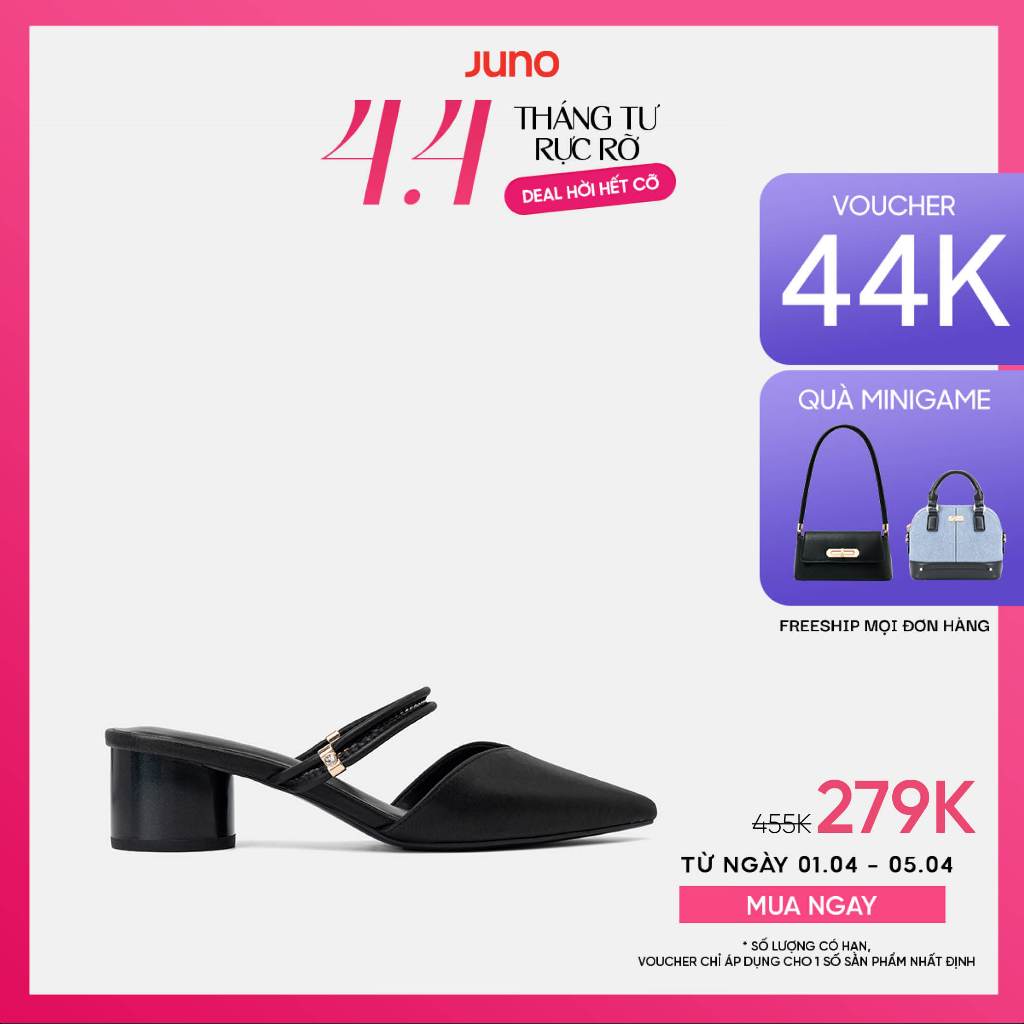 Giày Cao Gót Nữ 5cm Thời Trang JUNO Giày Mules Mũi Nhọn Gót Trụ CG05097