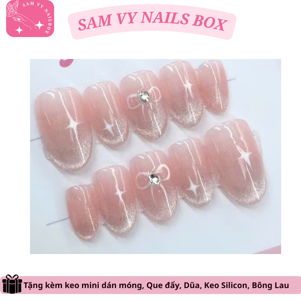 [X53] Nailbox chụp kỷ yếu thạch mắt mèo nơ - Vy Nails Xinh
