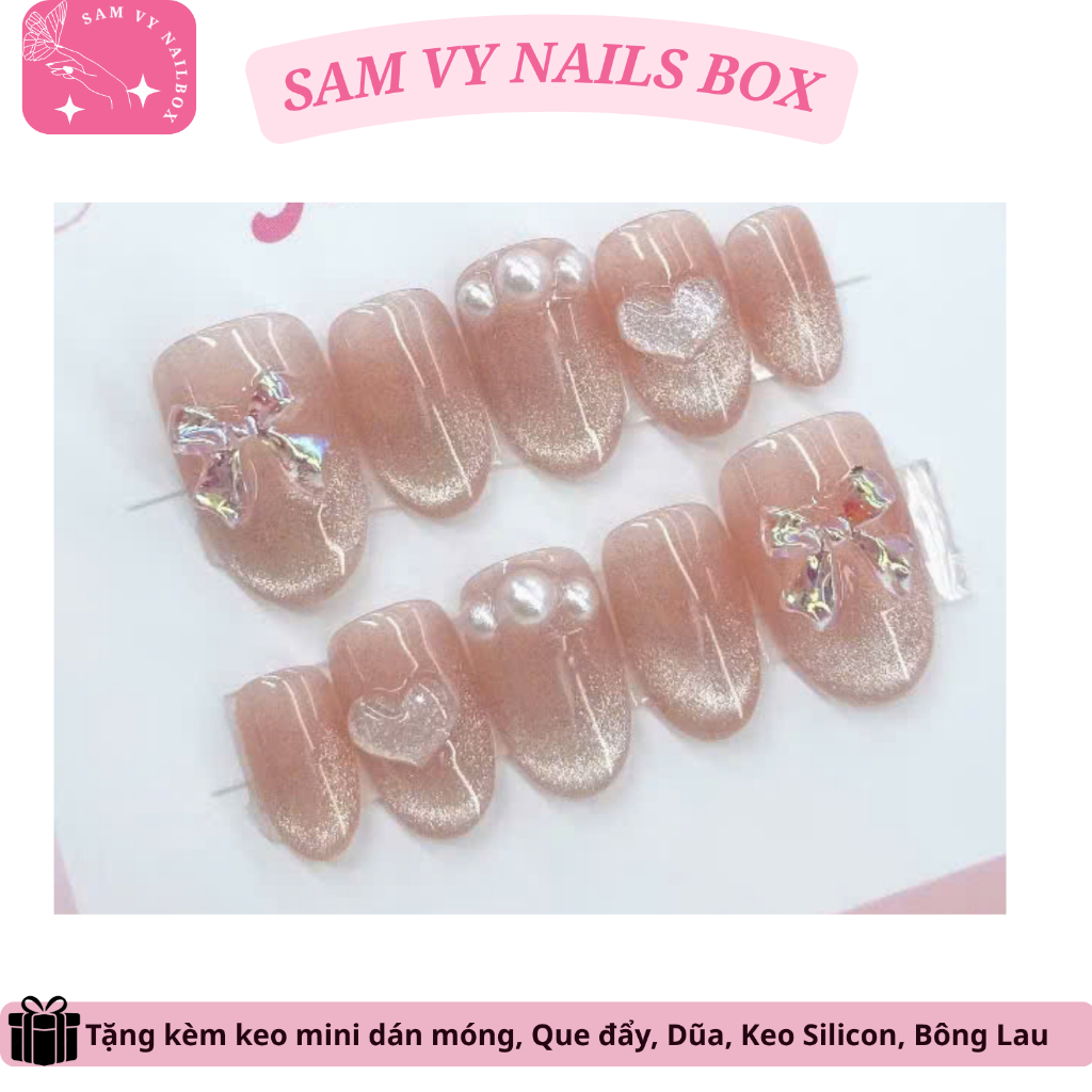 [E44] Nailbox kỷ yếu thạch mắt mèo ánh trăng - Vy Nails Xinh