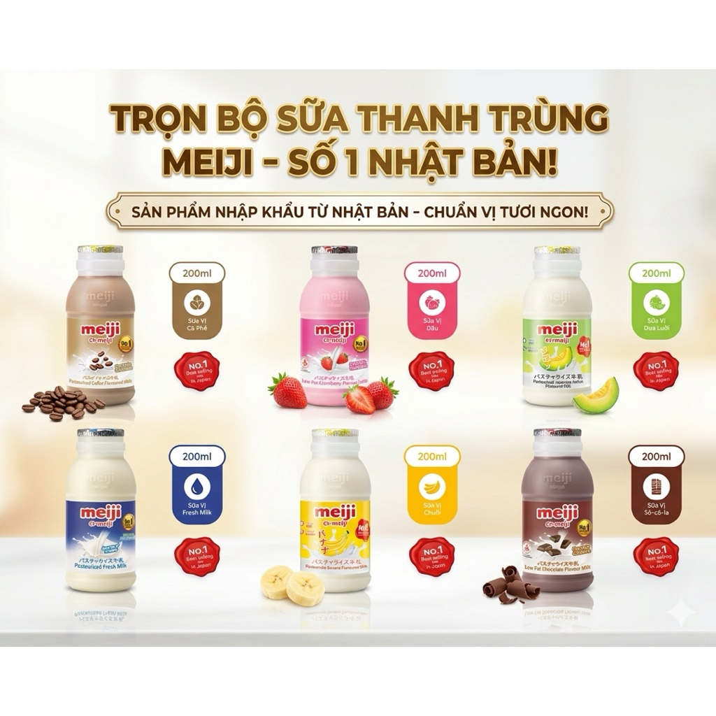 Sữa meiji thanh trùng 200ml - Chai Nhỏ