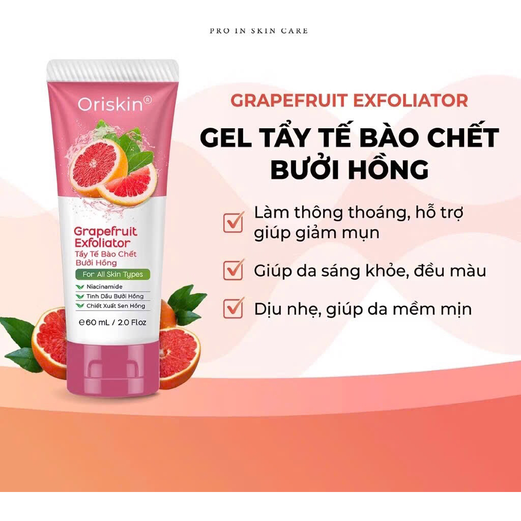 Gel tẩy tế bào chết bưởi hồng Oriskin 60ml- Grapefruit Exfoliator ghch365