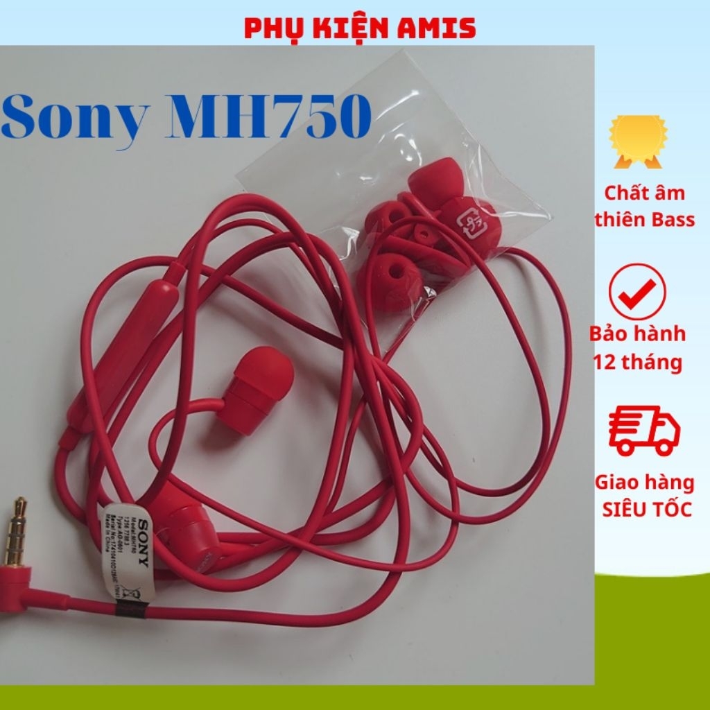 Tai Nghe Sony MH750 màu đỏ chất âm thiên Bass, tai nghe chơi game