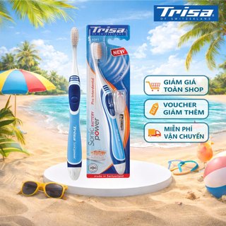 Bàn chải pin trisa chống nước tuyệt đối, độ rung mạnh làm sạch răng hiệu quả với 3 cước bàn chải