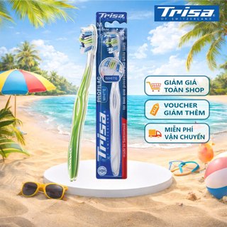 Bàn chải đánh răng trisa profilac white bàn chải được thiết kế sang trọng với đầu bàn chải nhỏ gọn cấu tạo theo răng