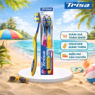 Vỉ 2 bàn chải đánh răng trisa flexible head với đầu bàn chải có tính đàn hồi sợi cước đặt biệt giúp điều hòa lực chải