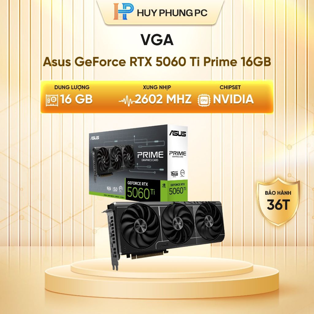 Card Màn Hình Asus GeForce RTX 5060 Ti Prime 16GB - Hàng New - BH 36 tháng