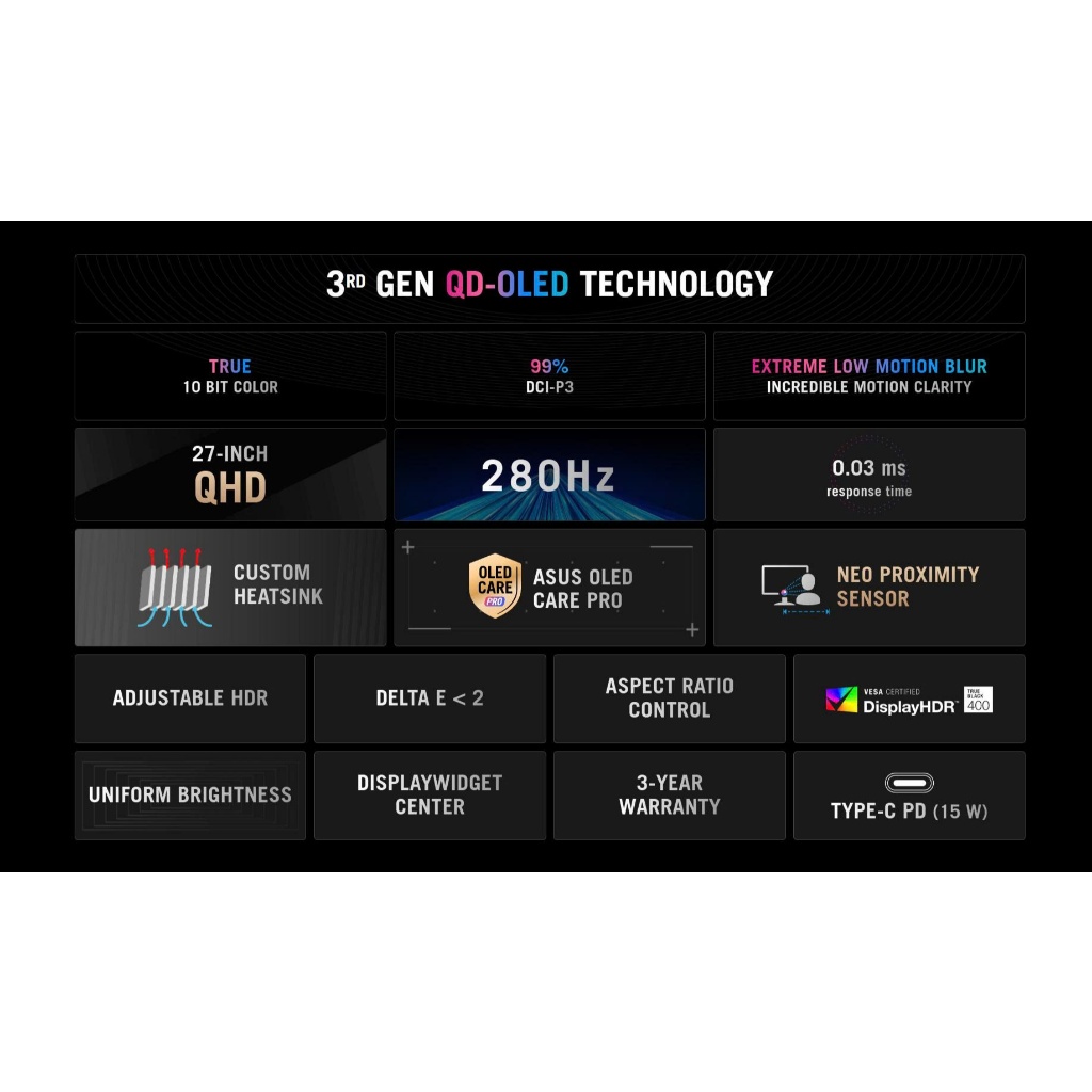 Màn hình Asus ROG Strix XG27ACDMS 27 inch QD-OLED 2K 280Hz Gsync chuyên game BH 36 tháng | BigBuy360 - bigbuy360.vn