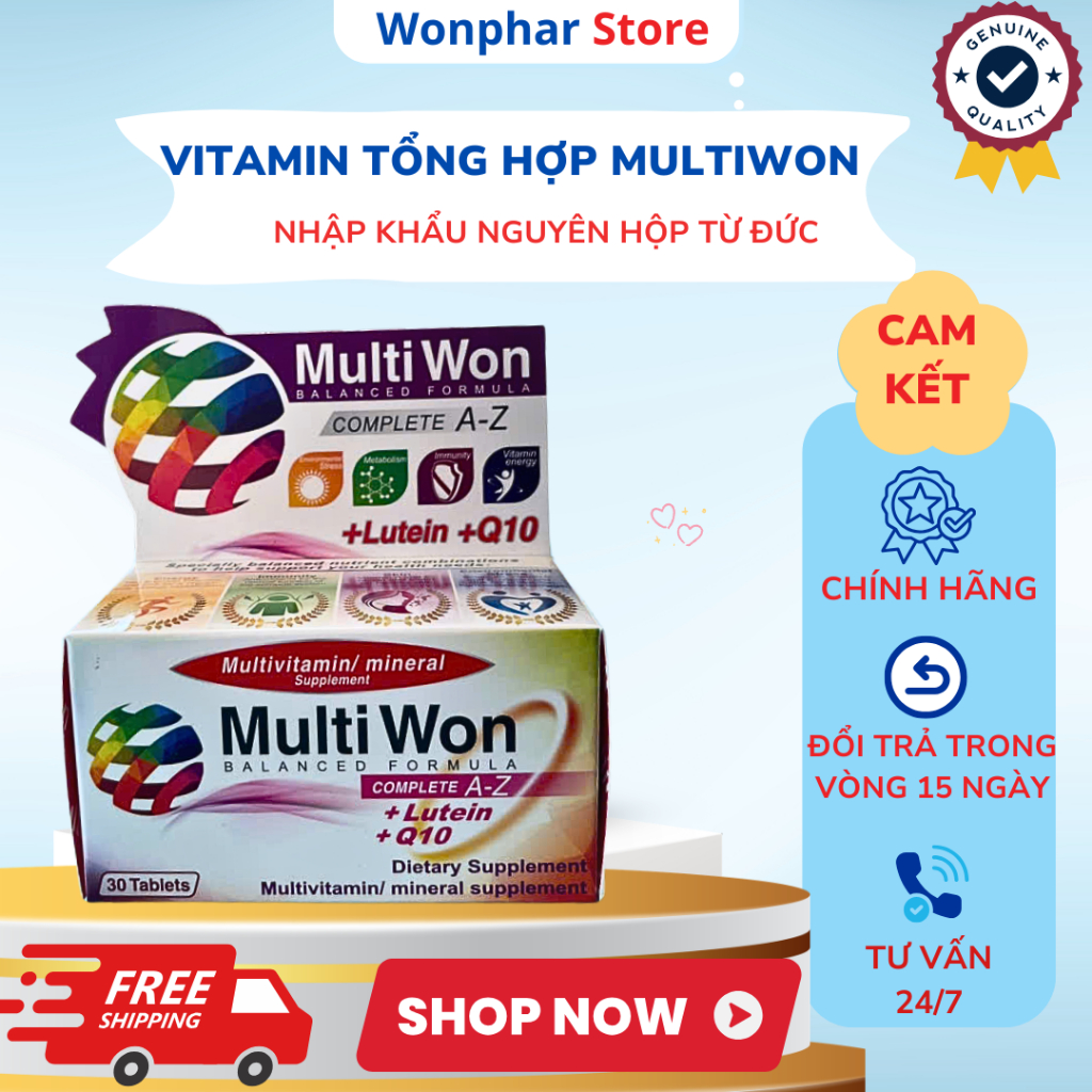 Viên Uống Tổng Hợp Multiwon AZ - Bộ Sung 27 Vitamin Và Khoáng Chất Cho Cơ Thể, Hộp 30 Viên Nhập Khẩu