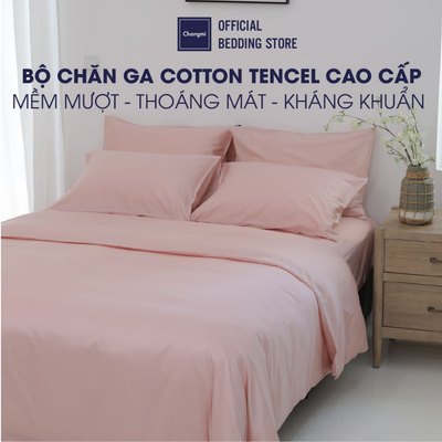 [Nhiều màu] Bộ 5 món chăn ga lụa Cotton Tencel Lezing Châu Âu Changmi Bedding siêu mềm mượt và mát lạnh