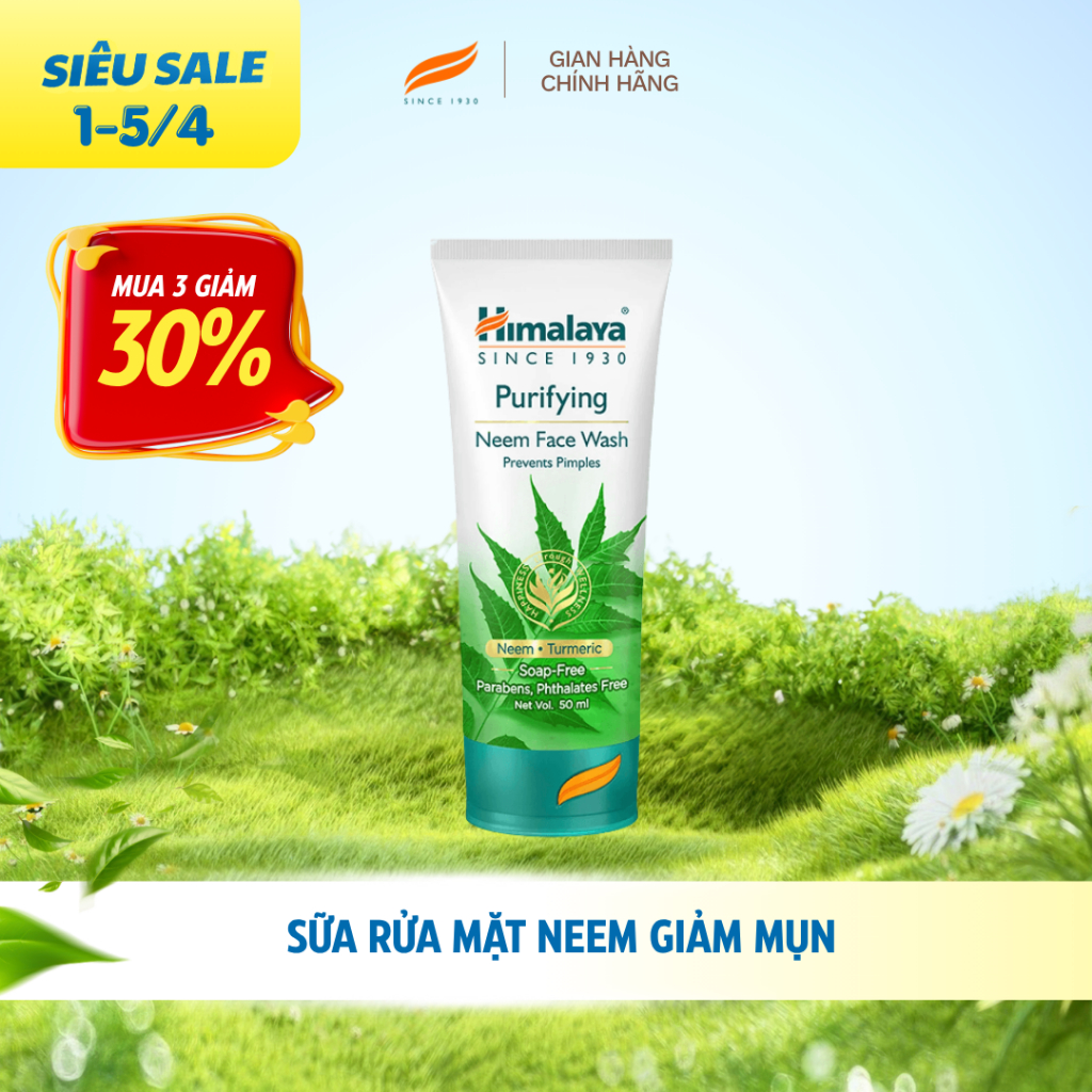 Sữa rửa mặt ngăn ngừa và giảm mụn lá neem Himalaya Purifying Neem Face Wash 50ml