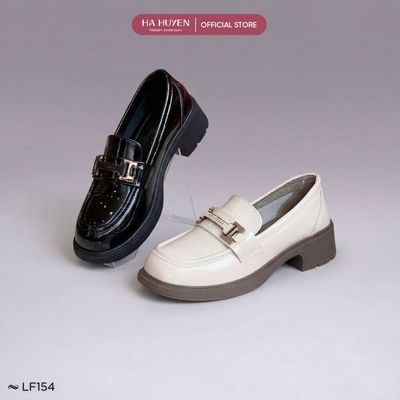 Giày Loafer nữ HÀ HUYỀN da bóng gót vuông 4 phân - LF154