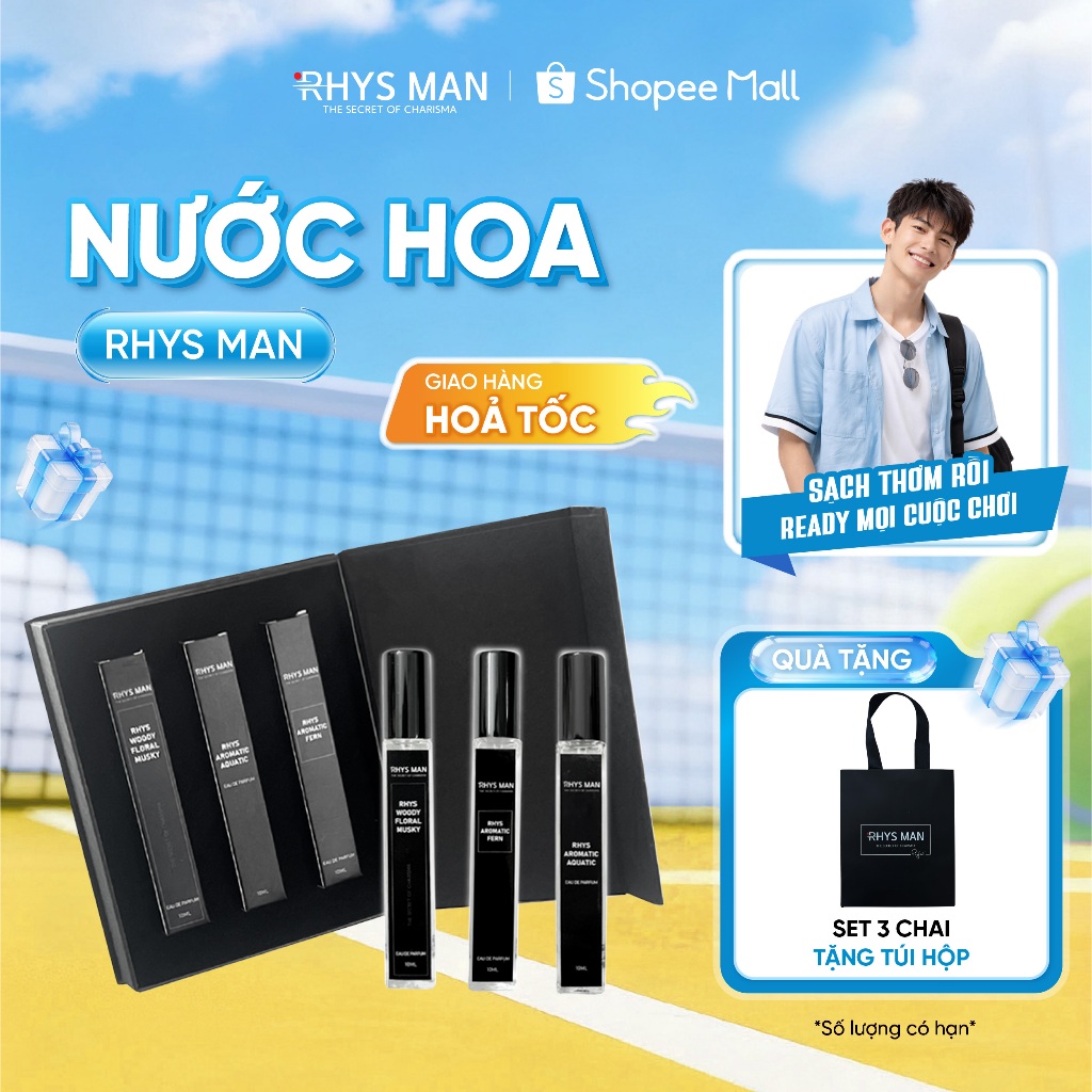 Nước hoa nam RHYS MAN lịch lãm, đẳng cấp, lưu hương tới 12h 10ml/chai