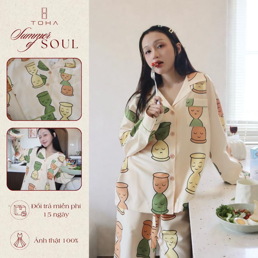 [NEW COLLECTION] TOHA Pajama Unisex Cao Cấp Mặc Nhà, Đi Chơi Mùa Hè Thấm Hút Tốt - SLOW TIME PAJAMA