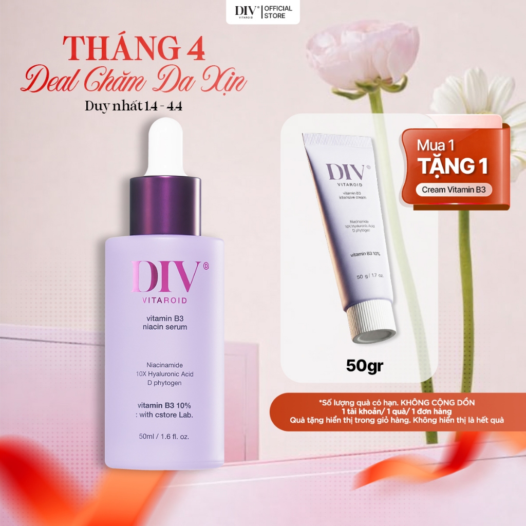 Serum DIV Vitamin B3 Hỗ Trợ Dưỡng Sáng Làm Đều Màu Da Với 10% Niacinamide 50ml [m]