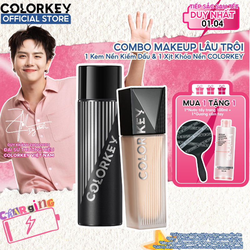 Combo 1 Chai Kem Nền Kiềm Dầu & 1 Xịt Khóa Nền Ổn Định Lớp Makeup - Combo Makeup Bền Lâu Trôi