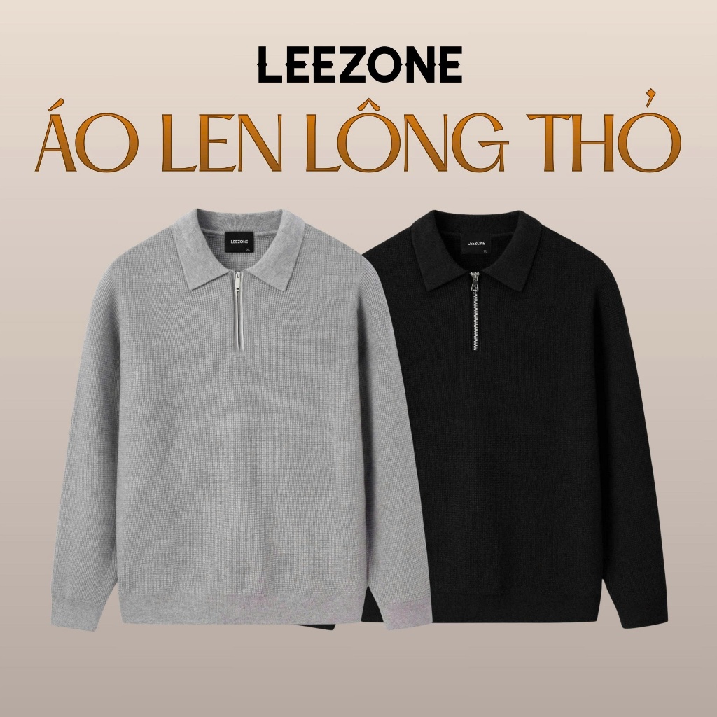 Áo Len Nam LeeZone Cao Cấp Mềm Mịn | Áo Len Khóa Cổ Bẻ Trơn Premium