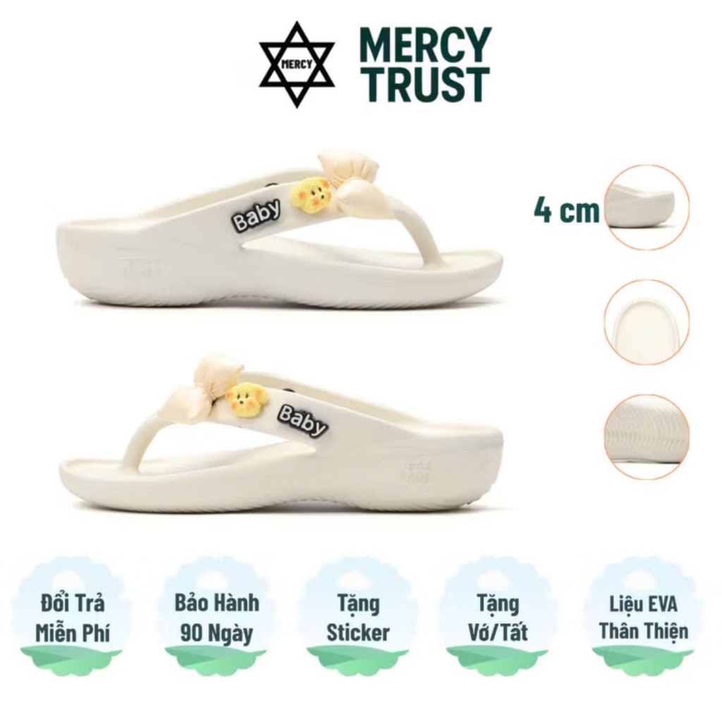 [Tặng Sticker 3D,Vớ] Dép Kẹp Xỏ Ngón MERCY TRUST MKEP4CM-Dép Kẹp Xỏ Ngón Tông Lào Đúc Nguyên Khối  N