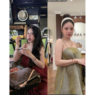 Set lụa đỏ 2s mix quần xuông KAB[ Sẵn]