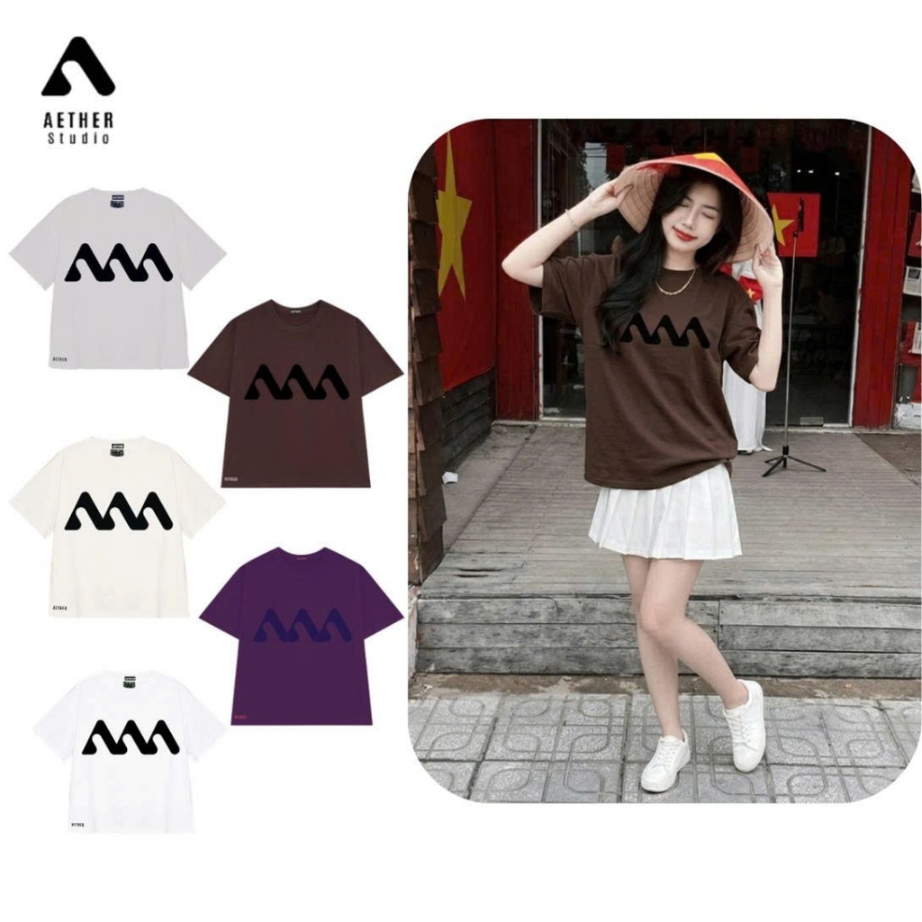 Áo thun Aether Studio form rộng unisex, 100% chất cotton mềm mịn
