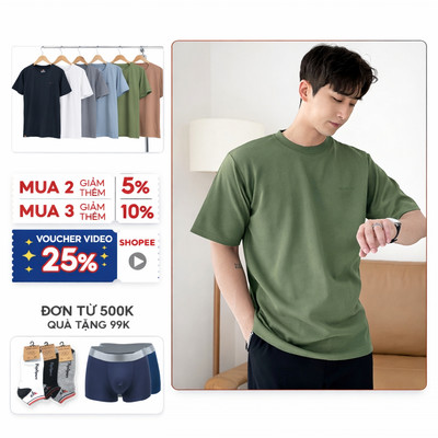Áo thun nam cổ tròn cotton 100% co giãn 4 chiều dày dặn, thoáng mát SPMATS08 Pigofashion
