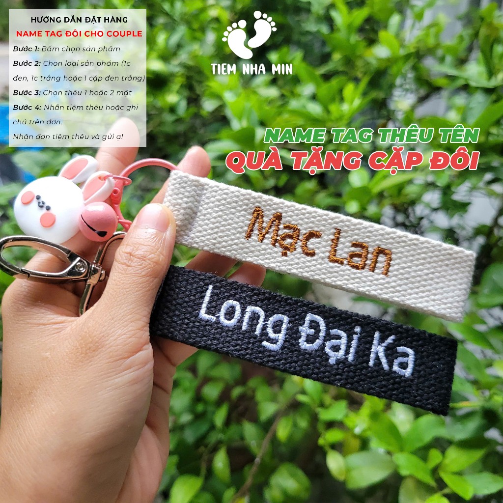 [Name Tag Thêu Tên] Quà Tặng Cặp Đôi, Quà Tặng Couple, Thẻ Tên Đôi, Name Tag Đôi Treo Cặp, Balo, Val