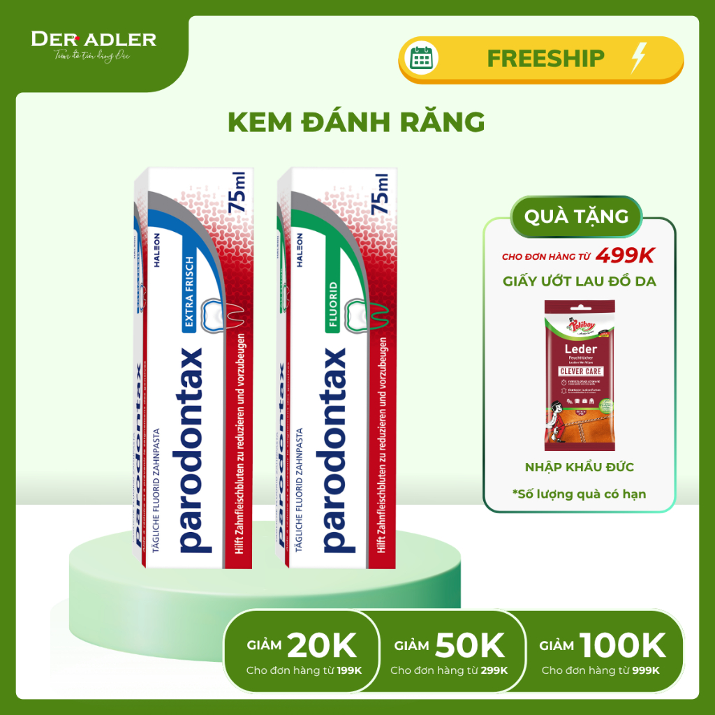 [Nội địa Đức] Kem đánh răng chống viêm lợi, giảm chảy máu chân răng, ngăn ngừa hôi miệng, PARODONTAX, tuýp 75ml