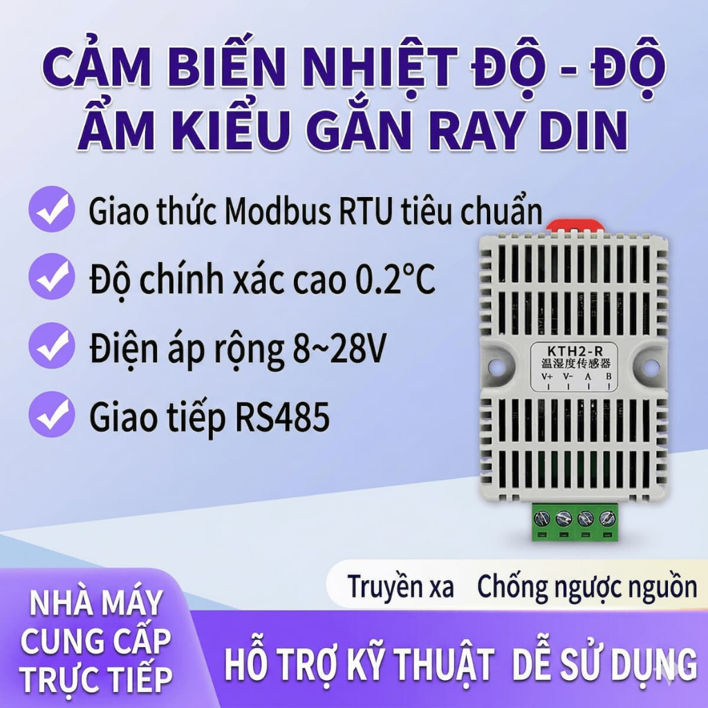 Cảm Biến Nhiệt Độ & Độ Ẩm Modbus RS485 – Chính Xác, Ổn Định
