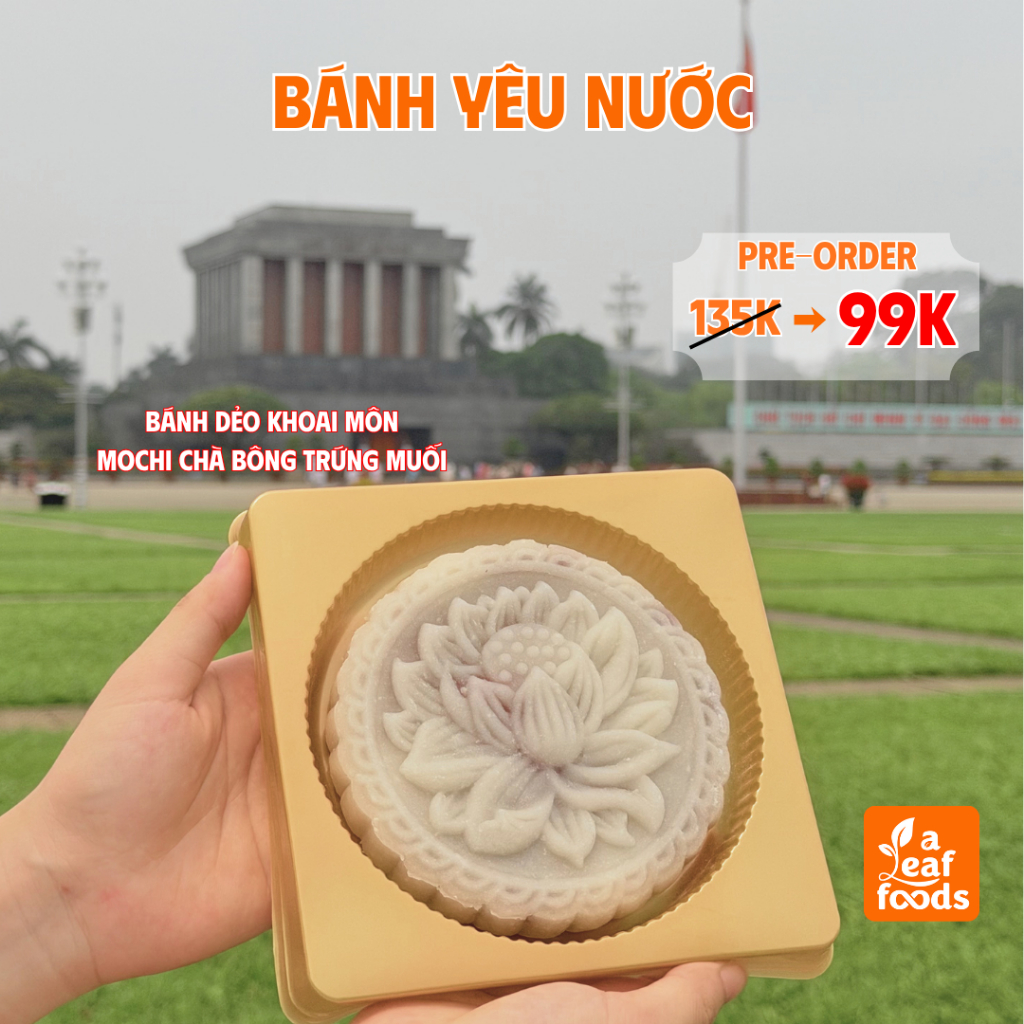 Bánh trung thu nướng - deỏ khoai môn mochi chà bông trứng muối A Leaf Foods size 320g