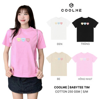 Áo baby tee nữ Coolme, áo thun babytee local brand hình trái tim cute 100% cotton cao cấp - HEART
