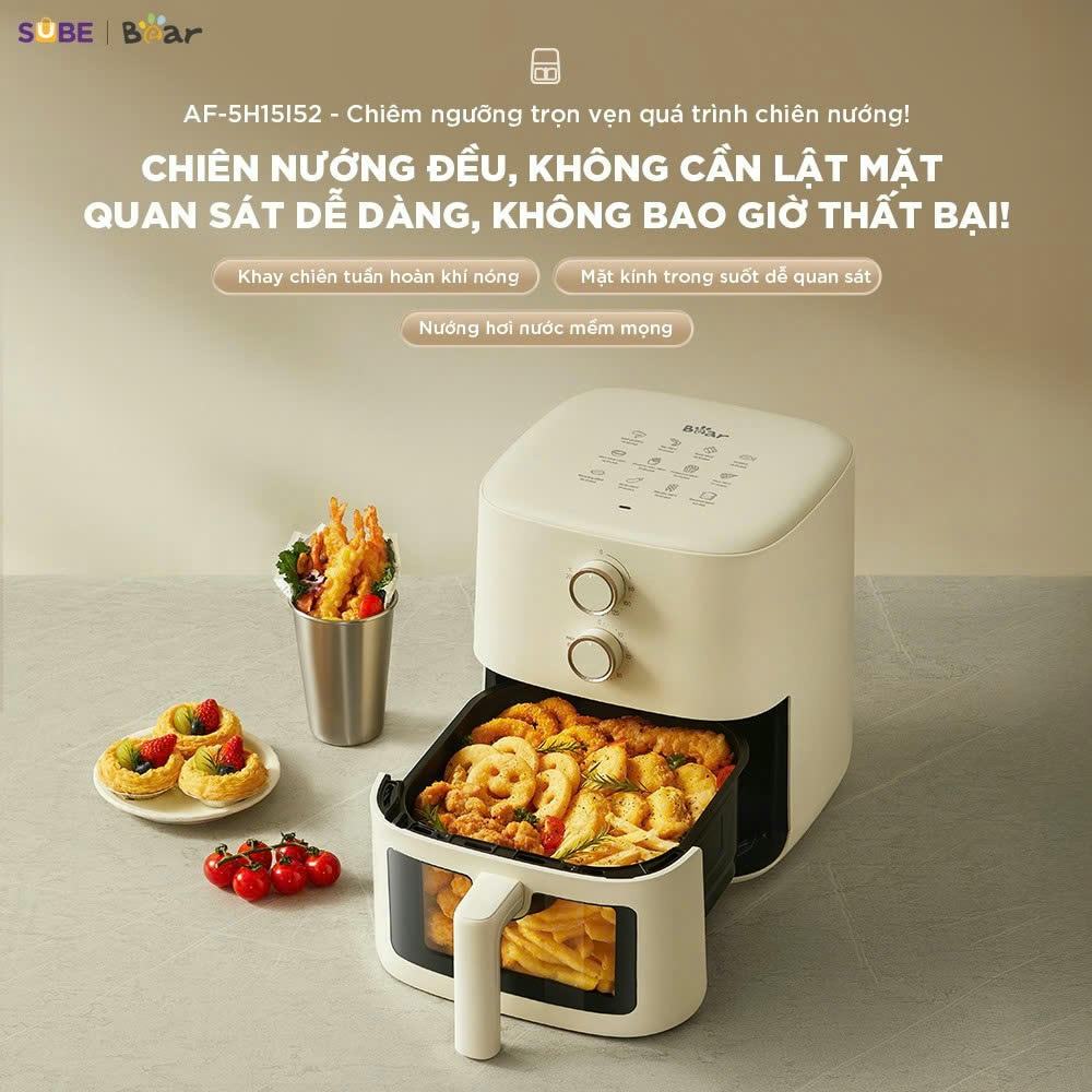 Nồi chiên không dầu Bear 5L AF-5H15I52 - Bảo hành 18 tháng & sử dụng 30 ngày đầu có lỗi đổi mới