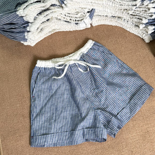 𝗖𝗔𝗟𝗠 Quần short linen tưng wash kẻ sọc may thiết kế