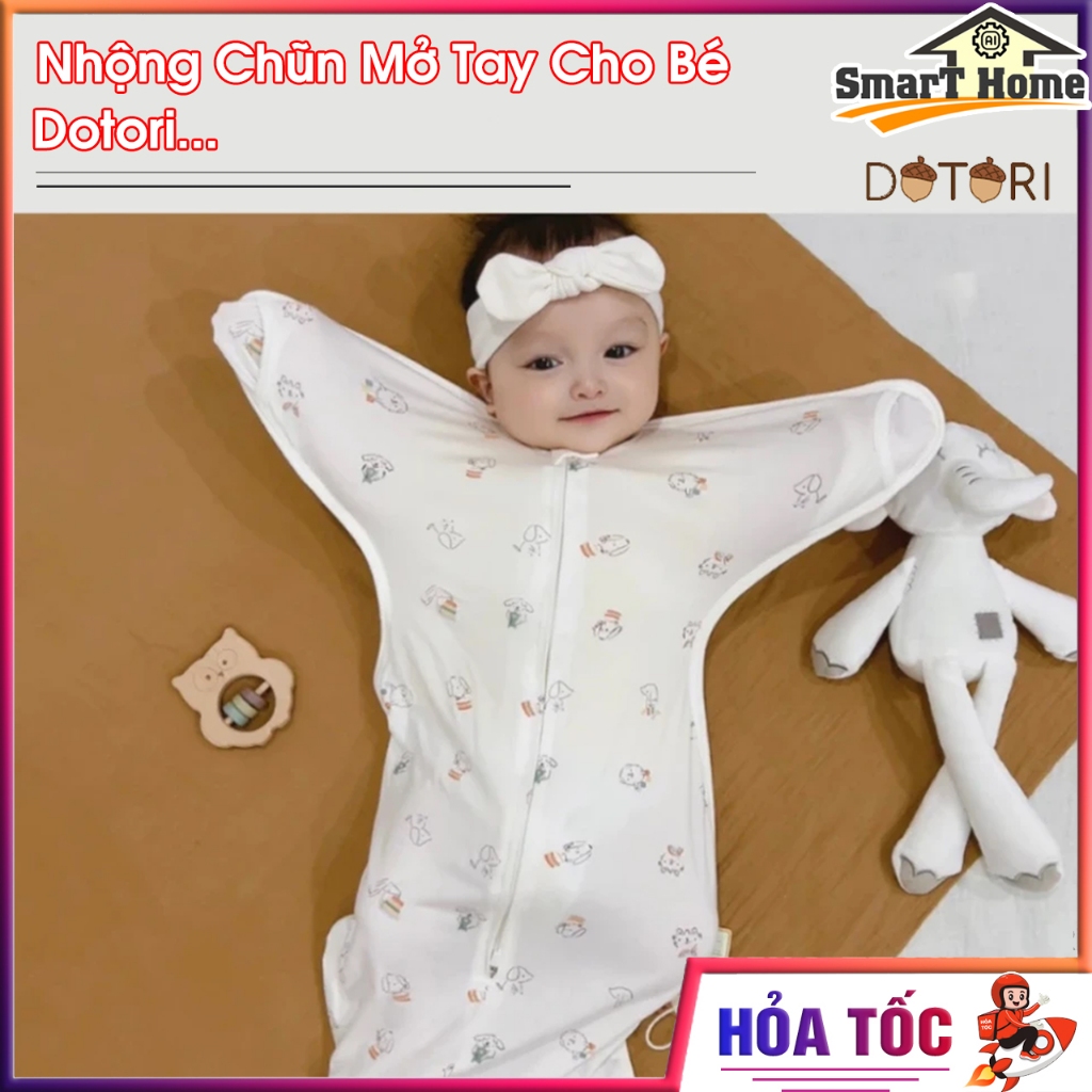 Nhộng Chũn Mở Tay Chính Hãng Dotori 2in1  4D Airmesh Chất Liệu Lông Vũ Cao Cấp Có Lỗ Thoáng Khí Mềm 