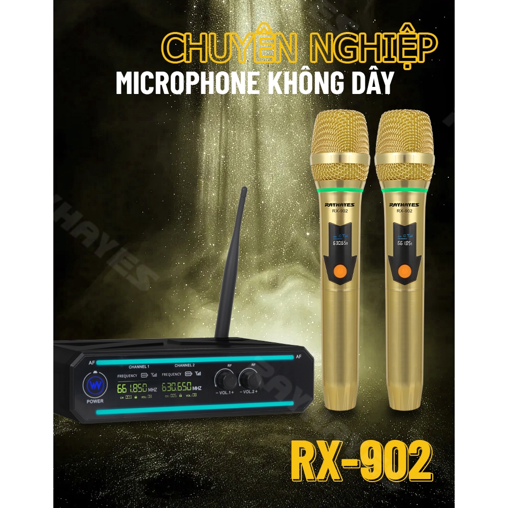 RAYHAYES RX-902 UHF Wireless Microphone Rechargeable RGB Dynamic Microphone for Karaoke